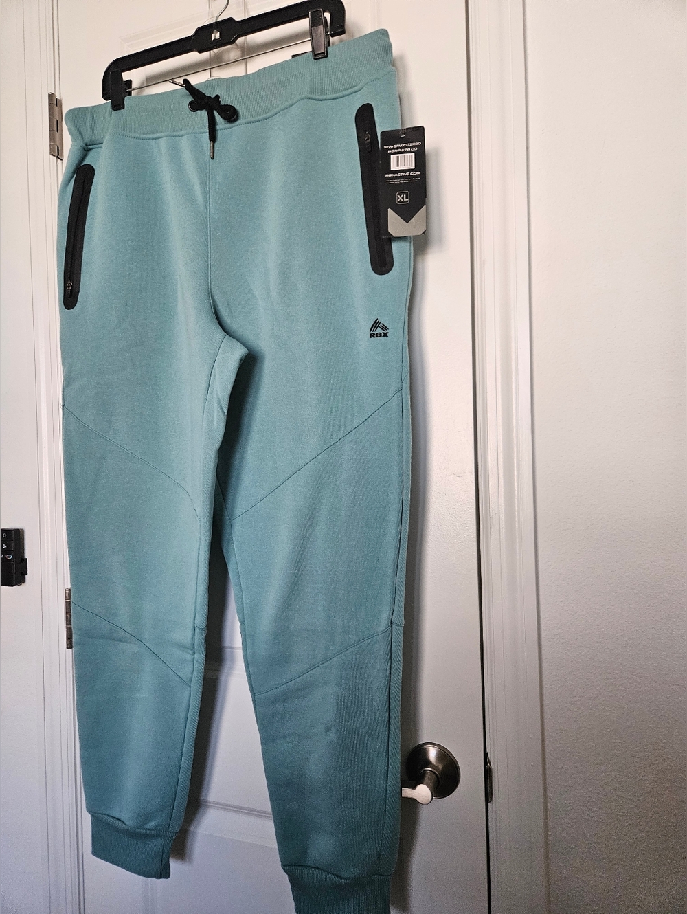 NWT Mens RBX Aqua Blue Drawstring Jogger Fleece Sweatpants Size XL